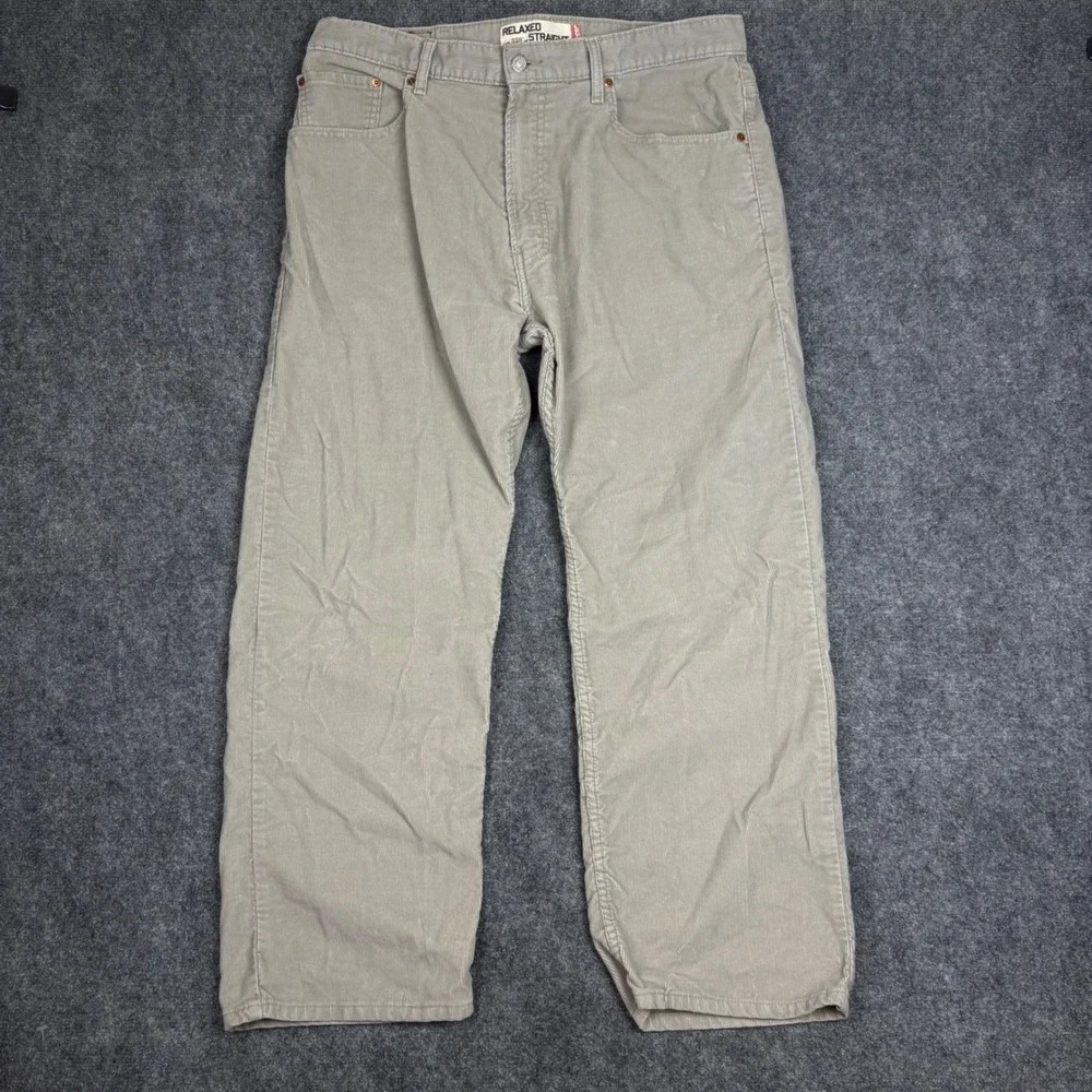 Levis 559 Relaxed Straight Corduroy Pants Mens 38x30 Gray Beige Cords 00559-0132